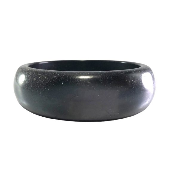Vintage Chunky Black Moon Glow Thermoset Lucite Bangle Bracelet Goth - Picture 1 of 4